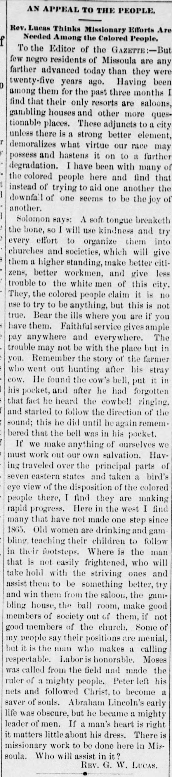 Clipping from Missoula Weekly Gazette